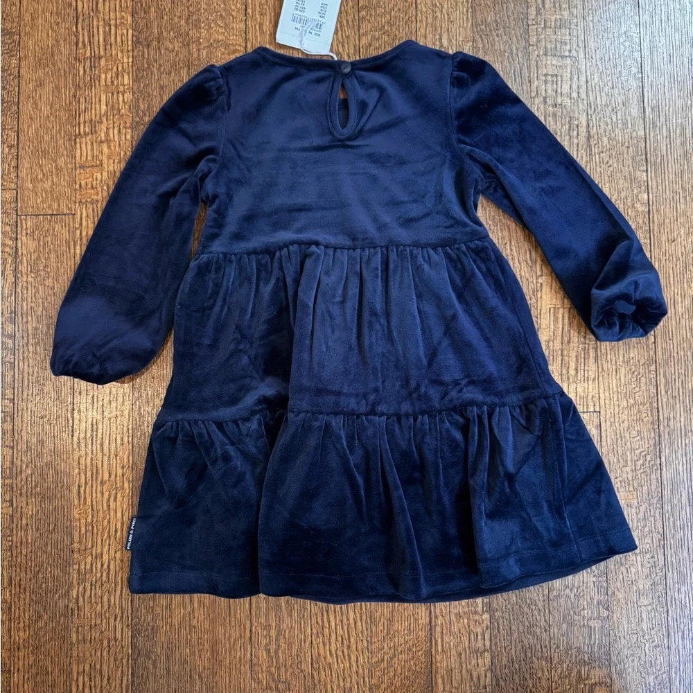 NWT Polarn O Pyret tiered velour dress 2-3 years